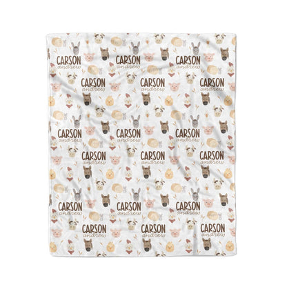 Barnyard Buddies Personalized Kids Blanket