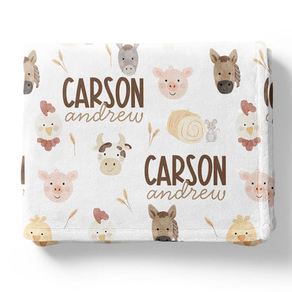Barnyard Buddies Personalized Kids Blanket