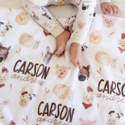 Barnyard Buddies Personalized Kids Blanket