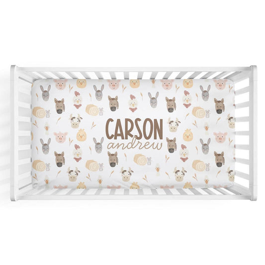 Barnyard Buddies Personalized Crib Sheet