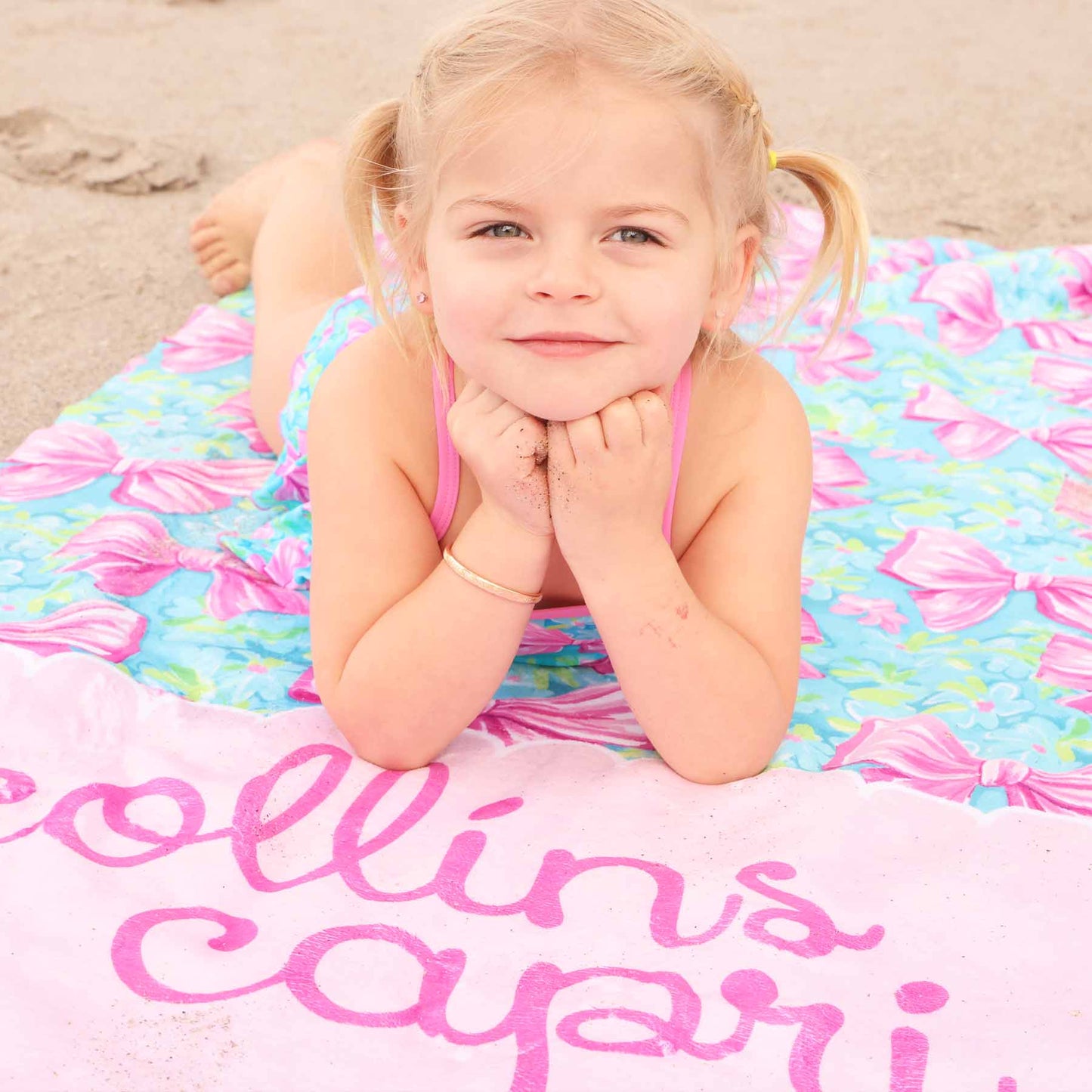 Beachy Bows Personalized Kids Beach Towel