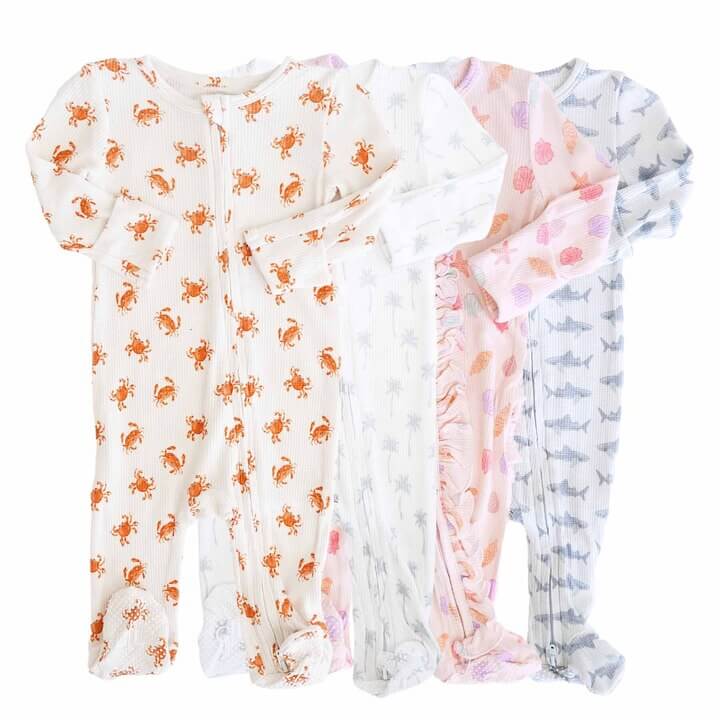 Beachy Waffle Bamboo Zipper Footies