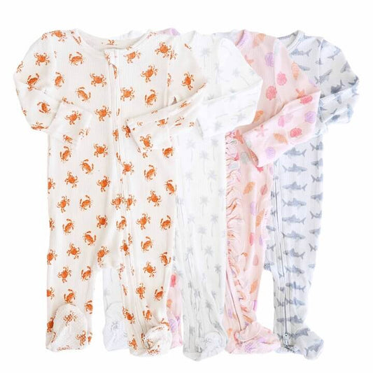 Beachy Waffle Bamboo Zipper Footies