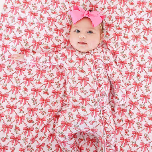 Bow Besties Ruffle Zipper Footie