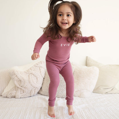 Bamboo Waffle Personalized Two Piece Pajama Sets
