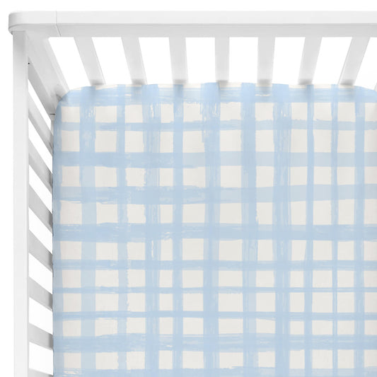 Baby Blue Plaid Crib Sheet