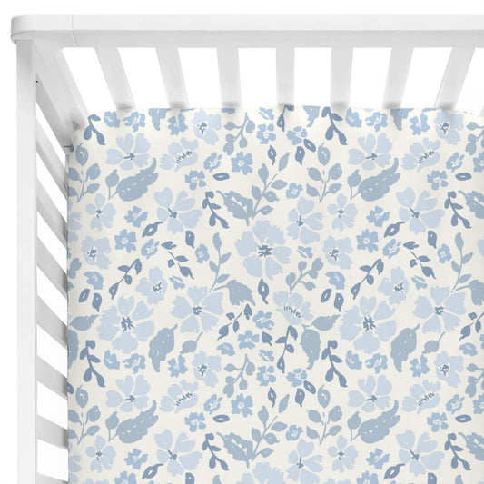 Botanical Blue Crib Sheet
