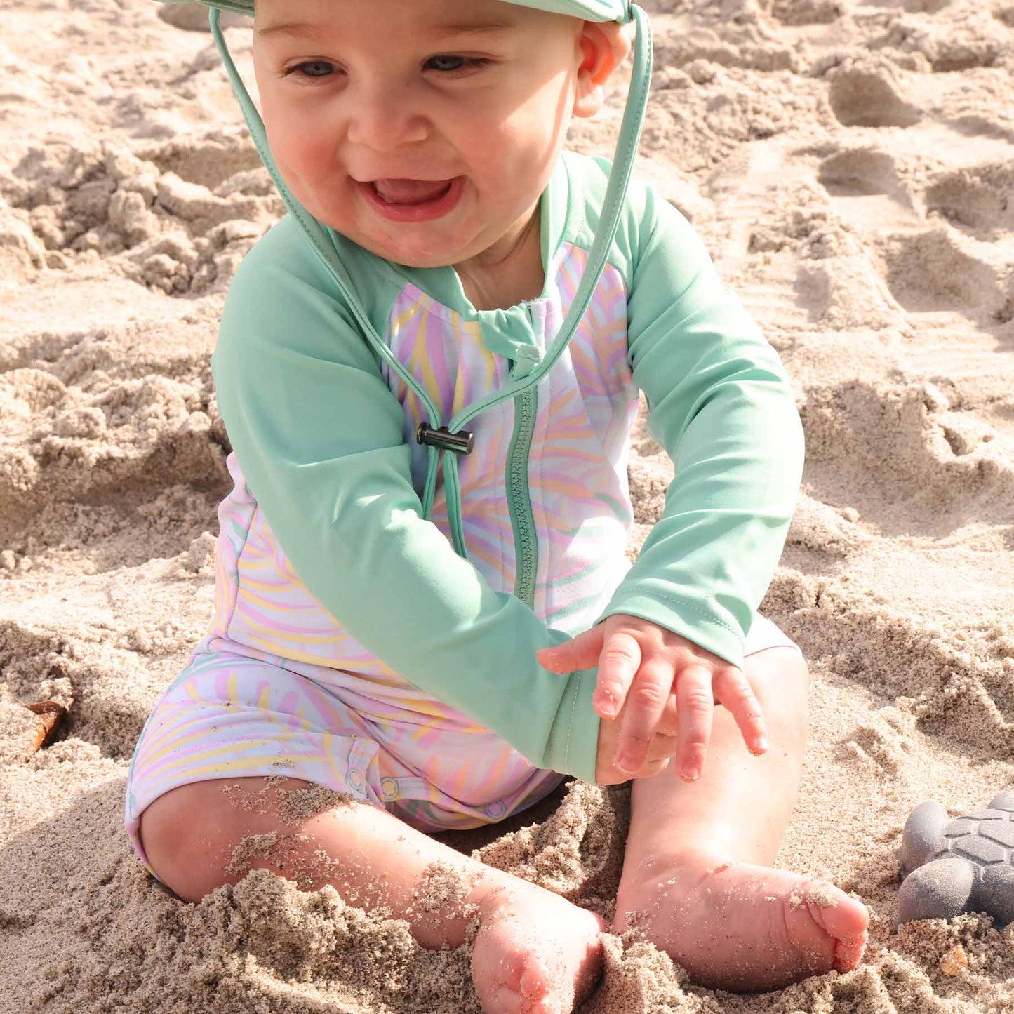 Long Sleeve Rash Guard Swim Romper Shortie | Island Palms