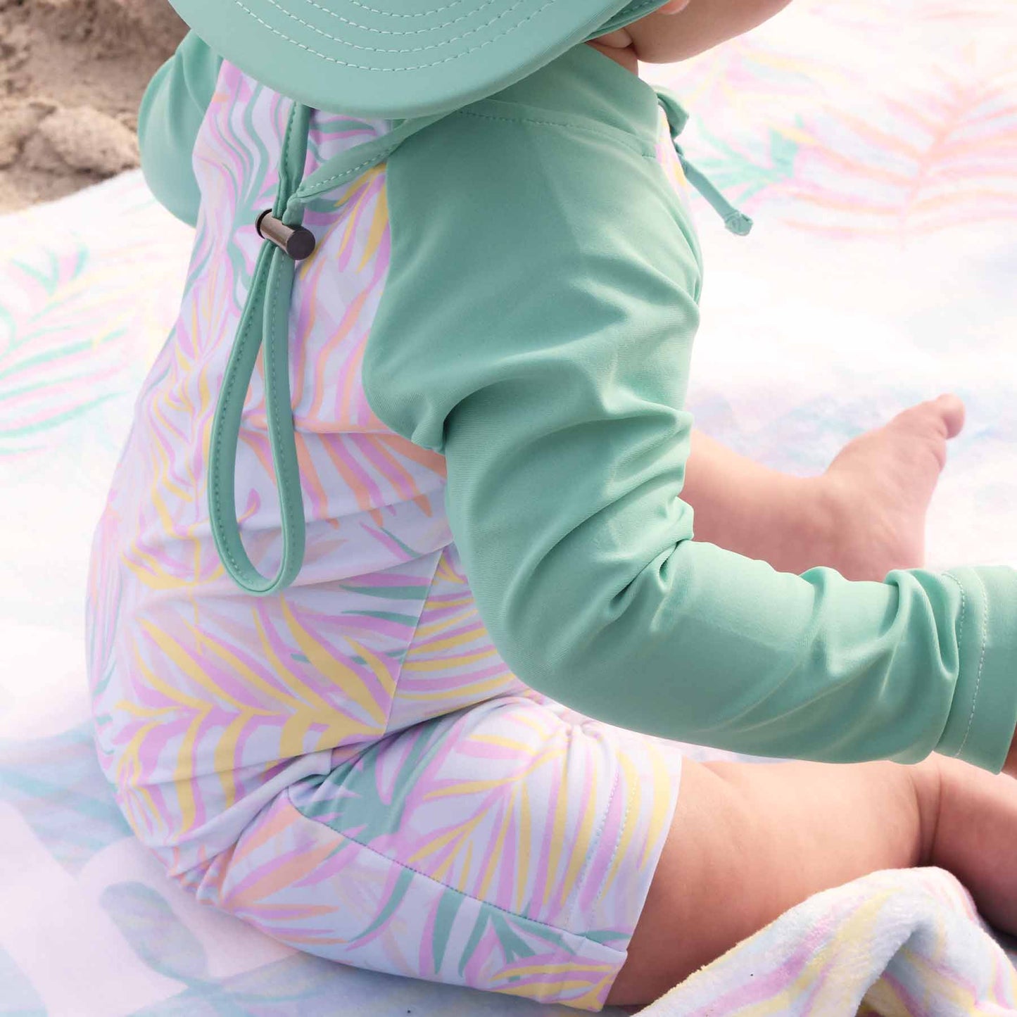 Long Sleeve Rash Guard Swim Romper Shortie | Island Palms