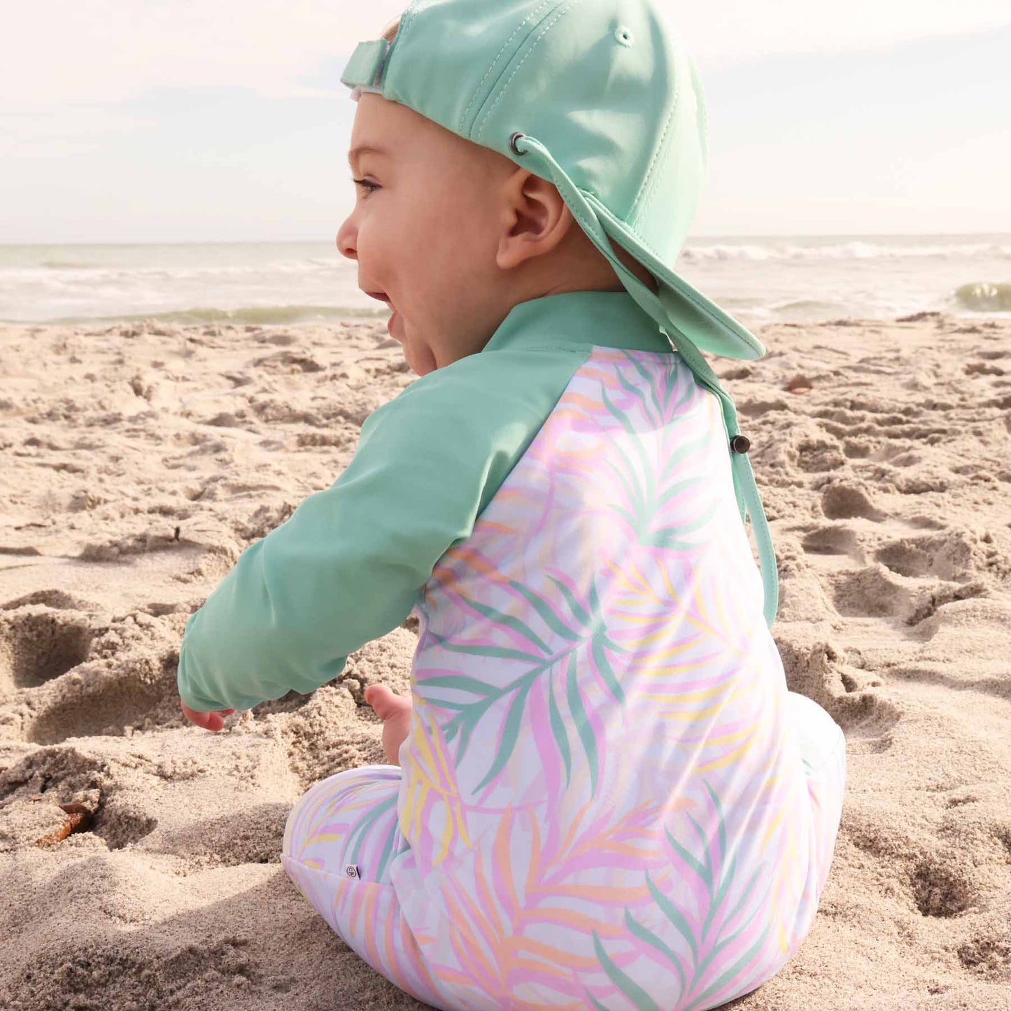 Long Sleeve Rash Guard Swim Romper Shortie | Island Palms