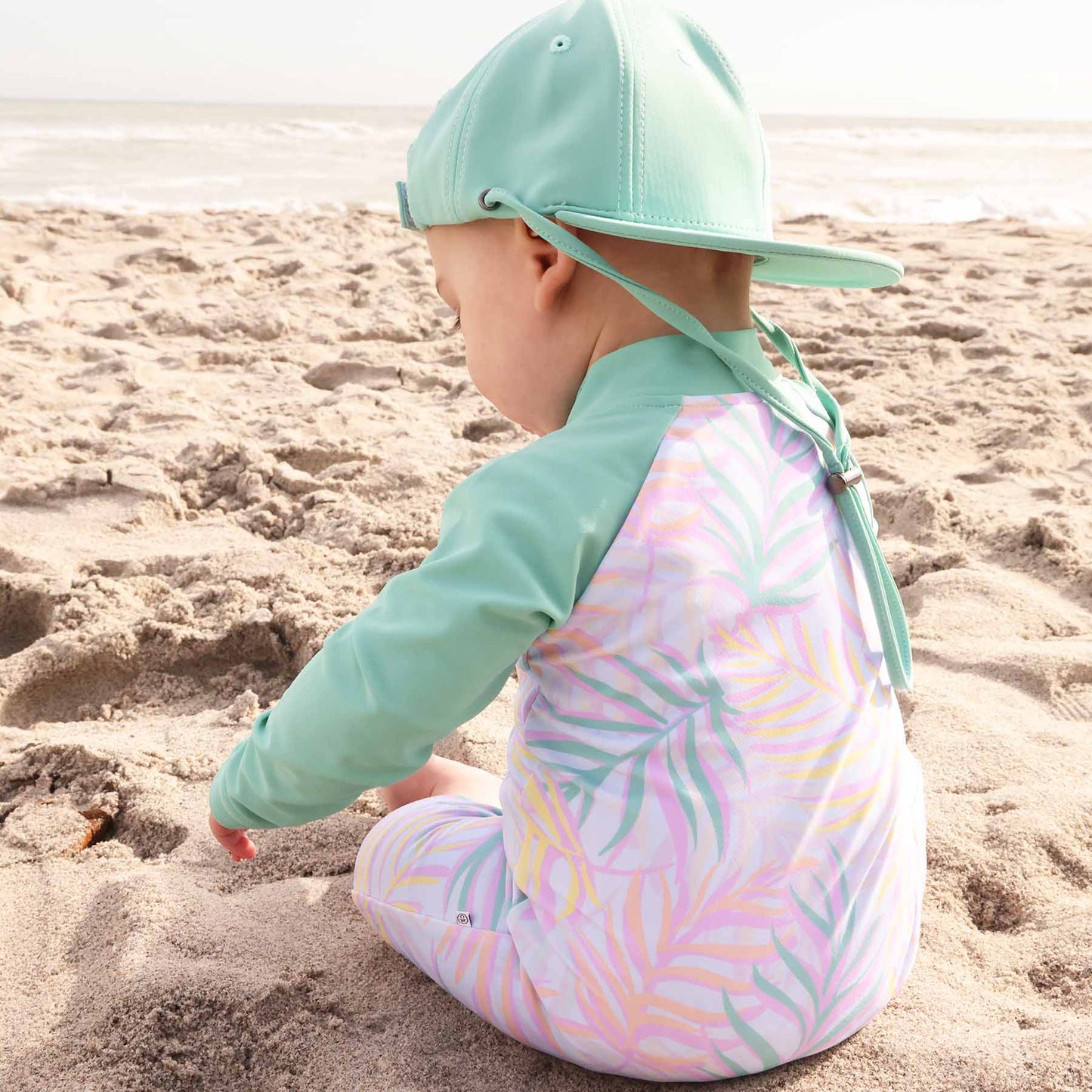 Long Sleeve Rash Guard Swim Romper Shortie | Island Palms