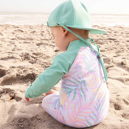 Long Sleeve Rash Guard Swim Romper Shortie | Island Palms