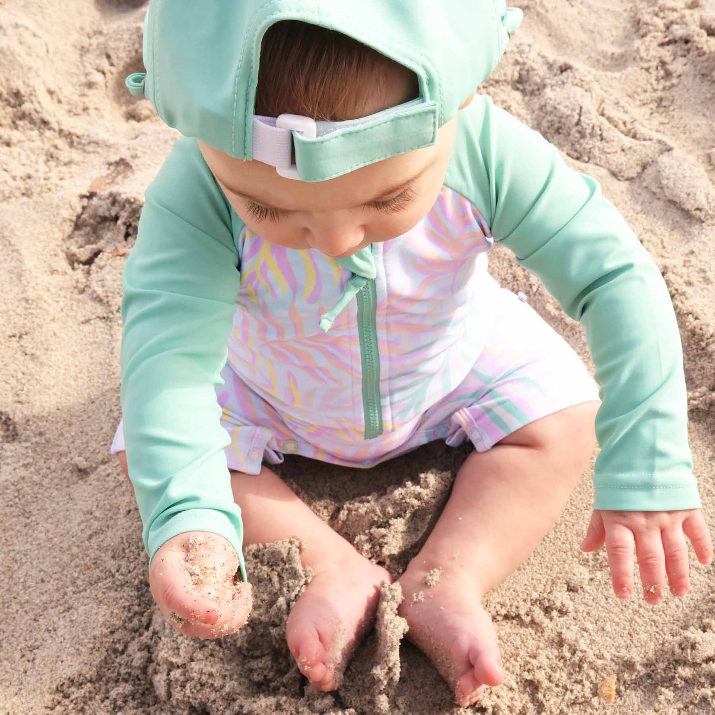 Long Sleeve Rash Guard Swim Romper Shortie | Island Palms