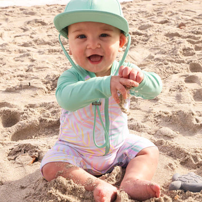 Long Sleeve Rash Guard Swim Romper Shortie | Island Palms