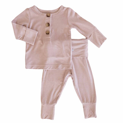 2pc Bamboo Button Top & Bottom | Mocha