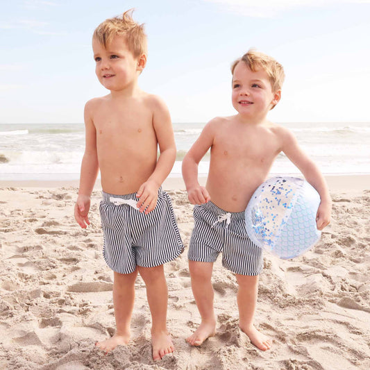 Boy's Swim Trunks | Seersucker Navy