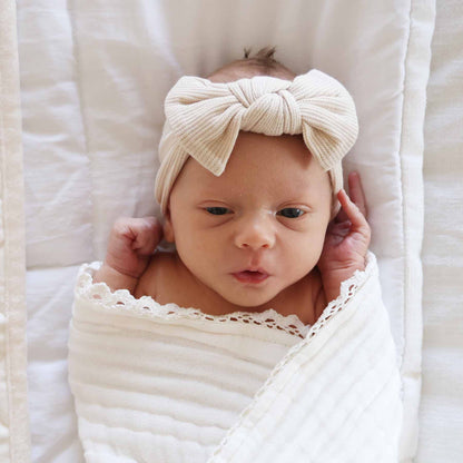 Waffle Knit Large Bow Headwraps