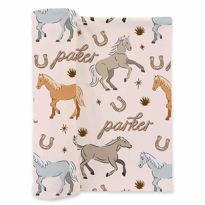P's Ponies Personalized Swaddle Blanket