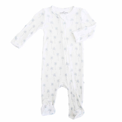 Bamboo Waffle Zipper Footies | Printed