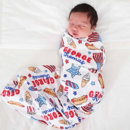 Party in the USA Personalized Swaddle Blanket | Fireworks