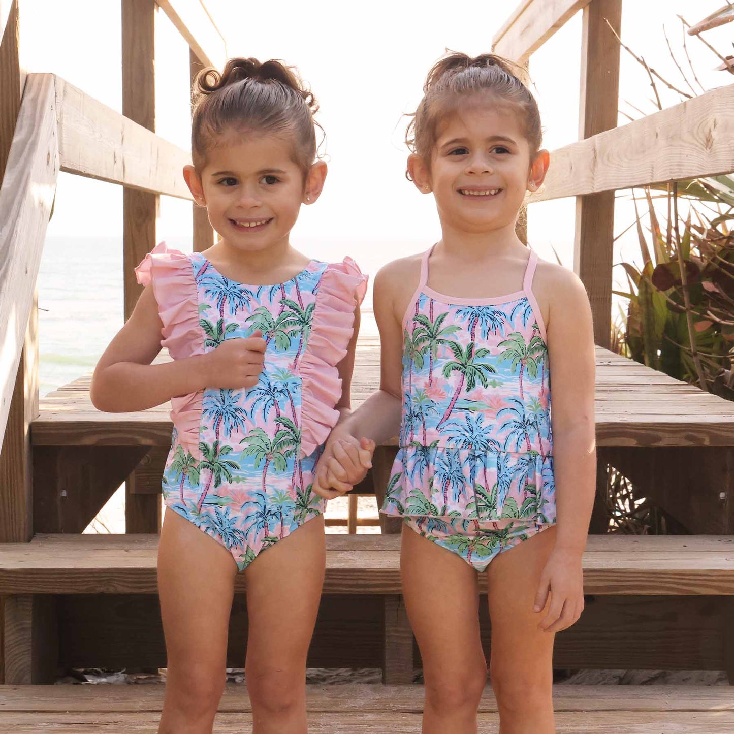 Two Piece Strappy Tankini | Pastel Palms