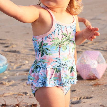 Two Piece Strappy Tankini | Pastel Palms