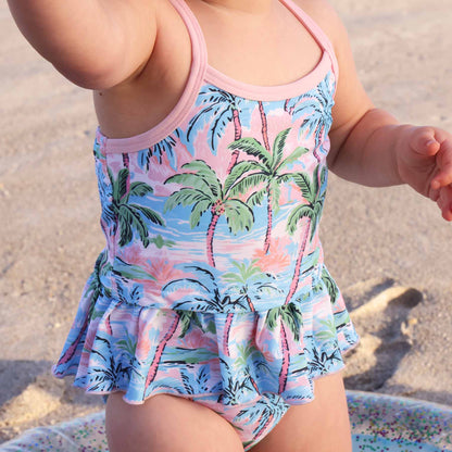 Two Piece Strappy Tankini | Pastel Palms