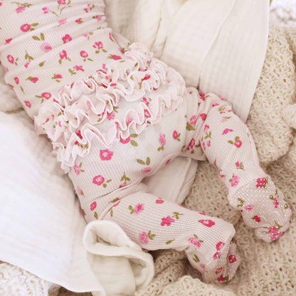 Bamboo Waffle Zipper Footies | Printed