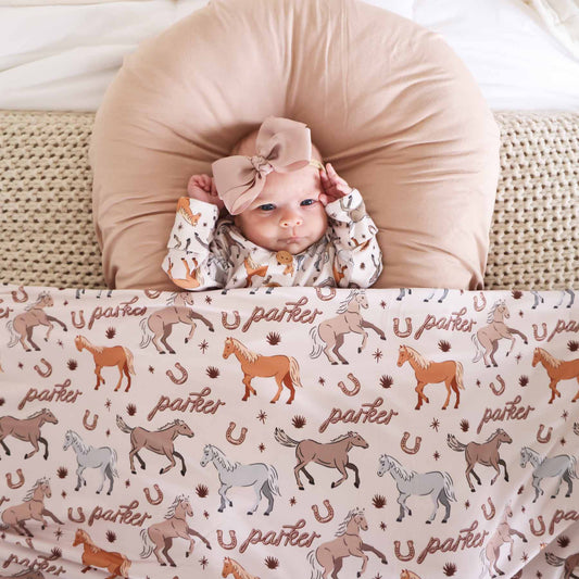 P's Ponies Personalized Swaddle Blanket