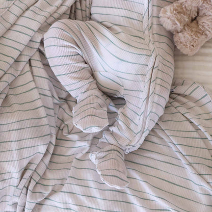 Bamboo Waffle Zipper Footies | Printed