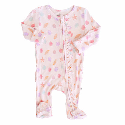 Bamboo Waffle Zipper Footies | Printed
