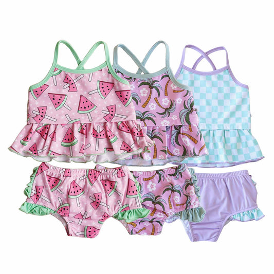 Two Piece Strappy Tankini with Ruffle Bottom | All Prints