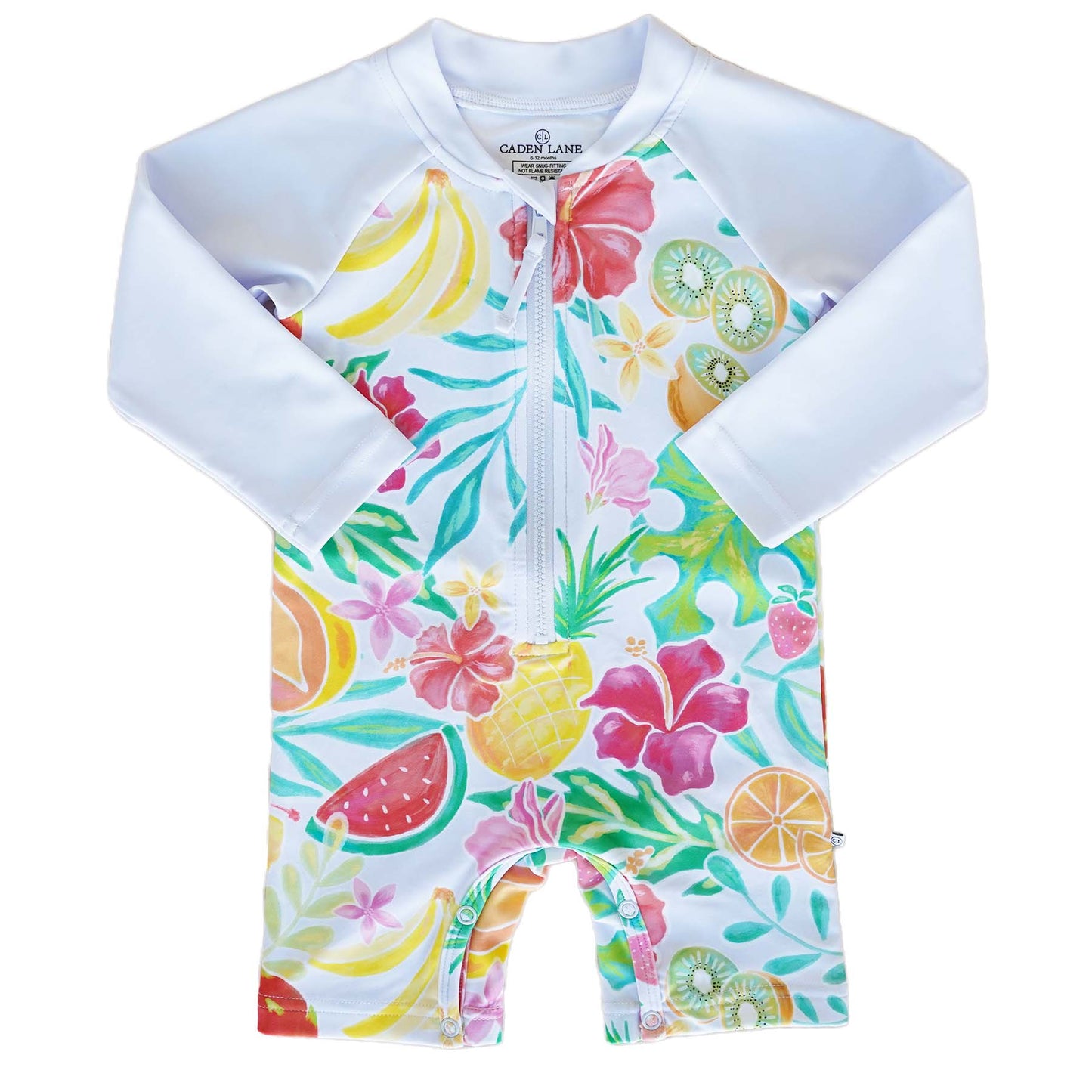 Long Sleeve Rash Guard Swim Romper Shortie | Tropical Paradise