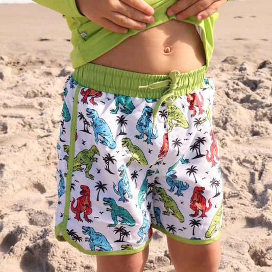Boy's Swim Trunks | Tropical T-Rex