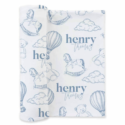 Up In The Clouds Personalized Swaddle Blanket