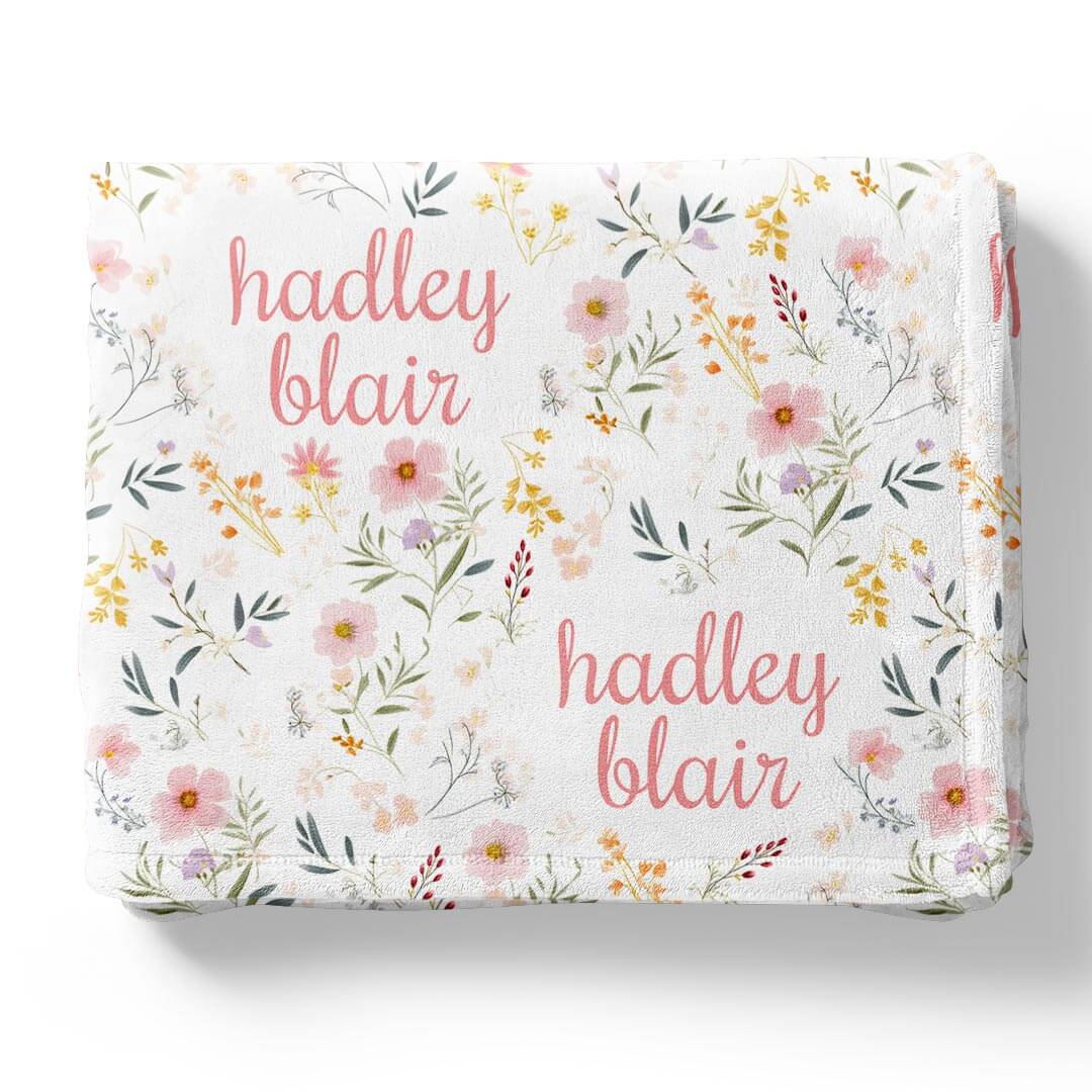 Winnie's Wildflowers Personalized Kids Blanket
