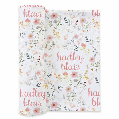 Winnie's Wildflowers Personalized Swaddle Blanket