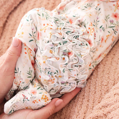 Winnie's Wildflowers Ruffle Zipper Footie