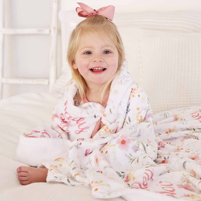 Winnie's Wildflowers Personalized Kids Blanket